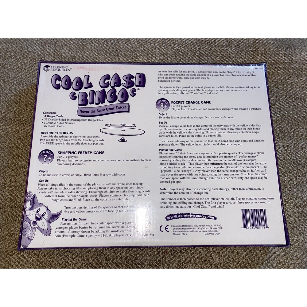 Bingo Game Cool Cash Bingo Learning Resources ages 7+ New Sealed - Picture 2 of 2